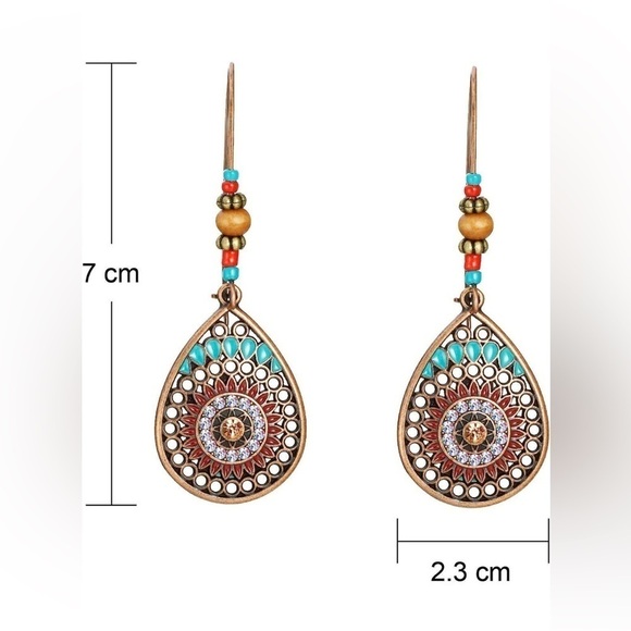 New 4 Pairs Bohemian Vintage Inspired Dangle Earrings Retro Rhinestone Earrings - Picture 2 of 2